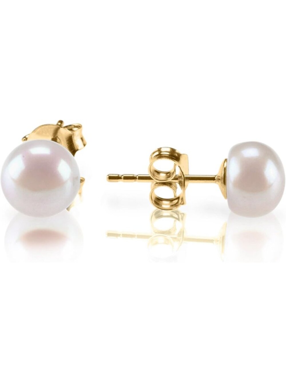 Elegant 14K Gold Plated Freshwater Pearl Stud Earrings for Women - Perfect Gift!